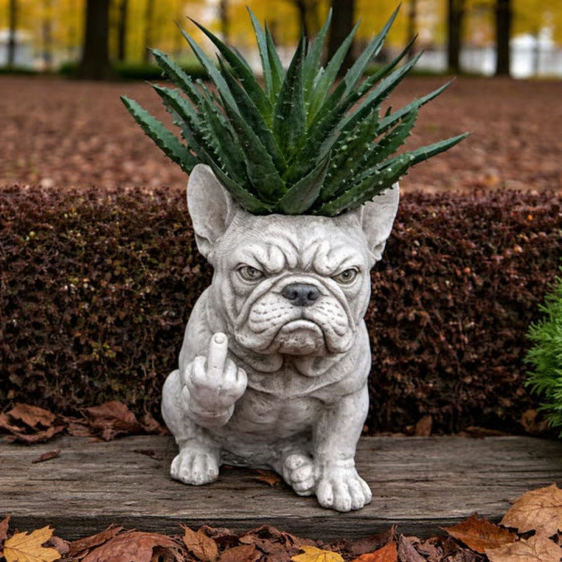 French Bulldog Planter — Decorative Resin Succulent Pot for Indoor & Garden Decor