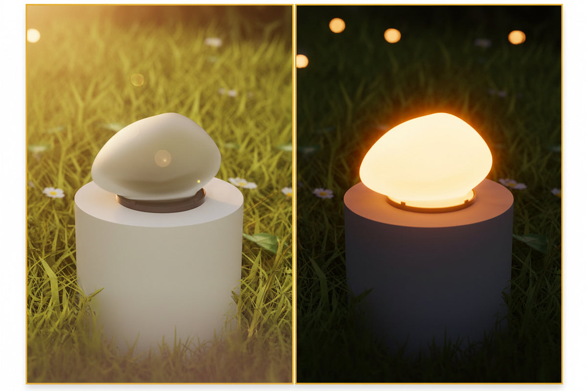 Solar Pebble Lights (Set of 2) — Glowing Stone Pathway Decor