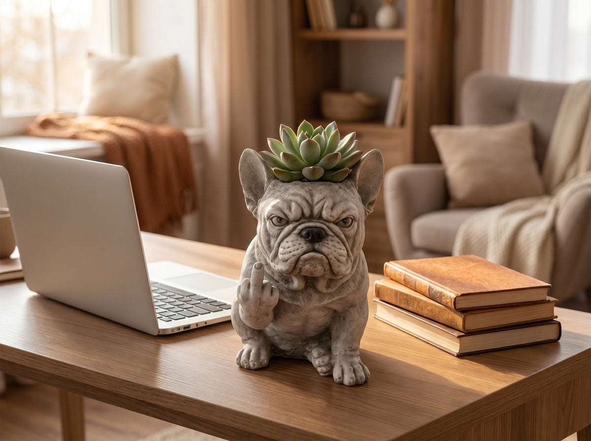French Bulldog Planter — Decorative Resin Succulent Pot for Indoor & Garden Decor