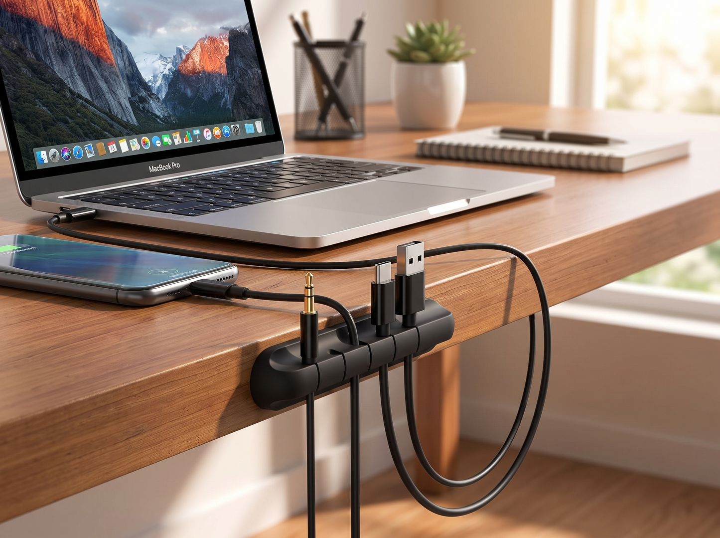Desktop Cable Organizer in use on a desk