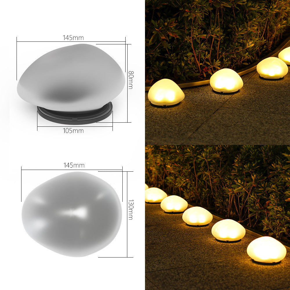 Solar Powered Garden Pebble Stone Light Set of 2 | Outdoor Pathway Decor