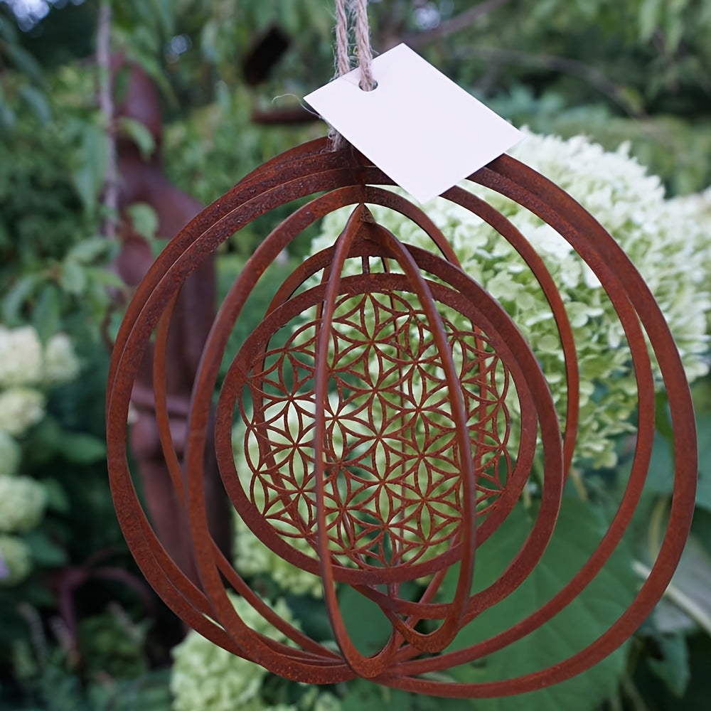 Rotating Metal Wind Chime — Outdoor Garden Ornament & Patio Decor