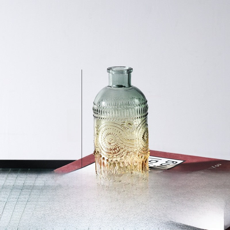 Embossed Relief Glass Vase