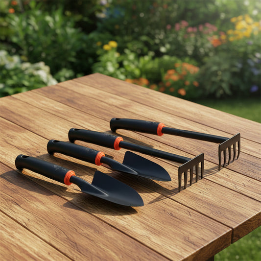Garden Hand Tools — Heavy-Duty Carbon Steel Shovel, Rake, Hoe & Cultivator