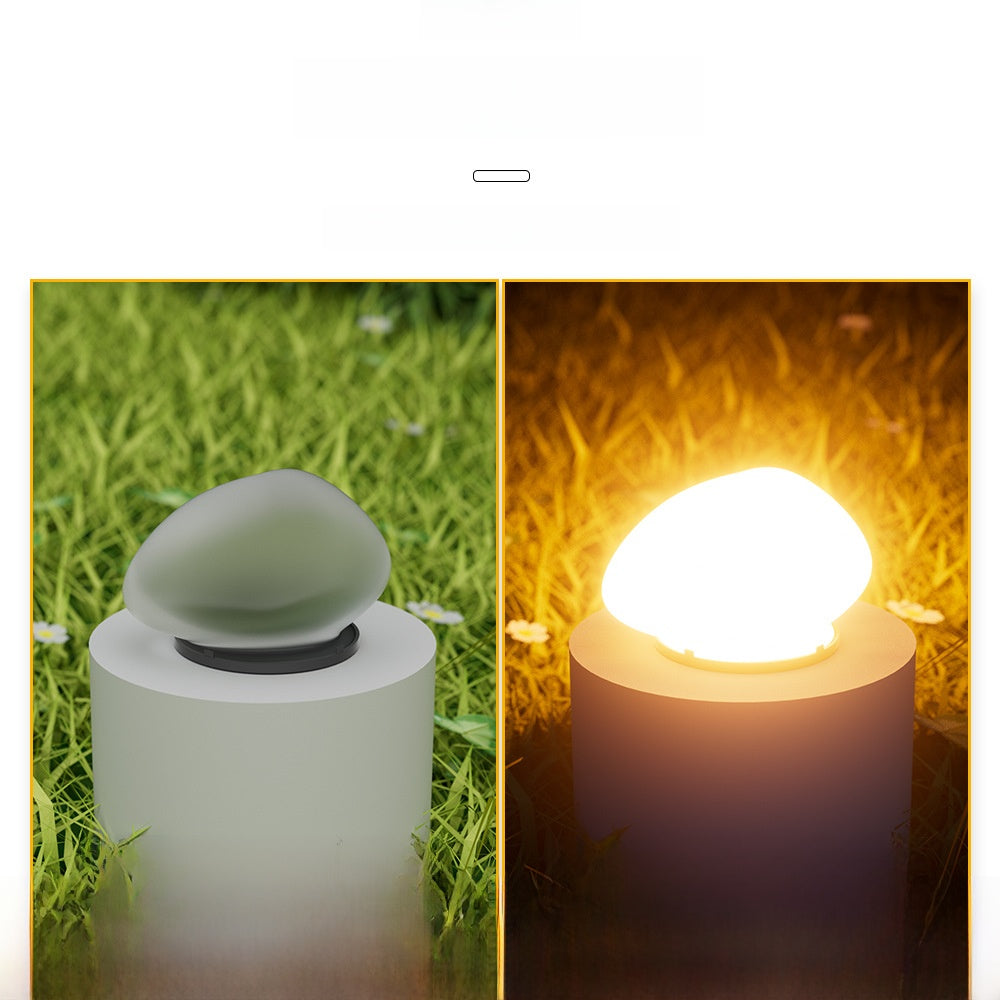 Solar Powered Garden Pebble Stone Light Set of 2 | Outdoor Pathway Decor