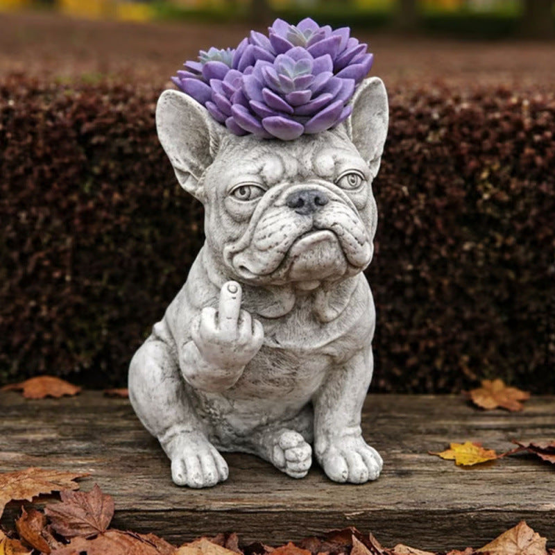 French Bulldog Planter — Decorative Resin Succulent Pot for Indoor & Garden Decor