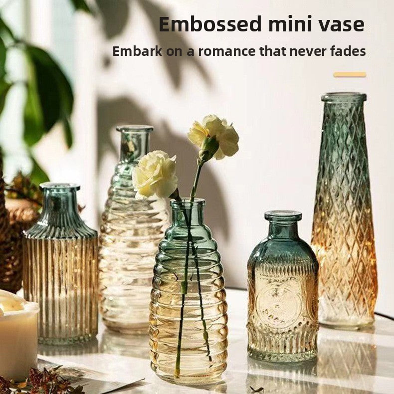 Embossed Relief Glass Vase