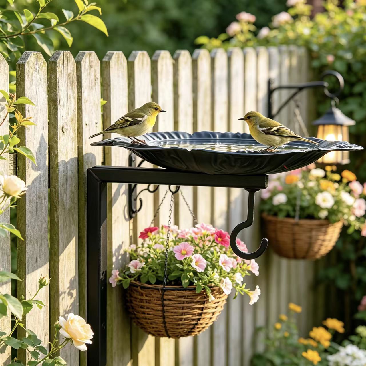 Outdoor Metal Bird Feeder — Decorative Hanging Garden Feeding Stand