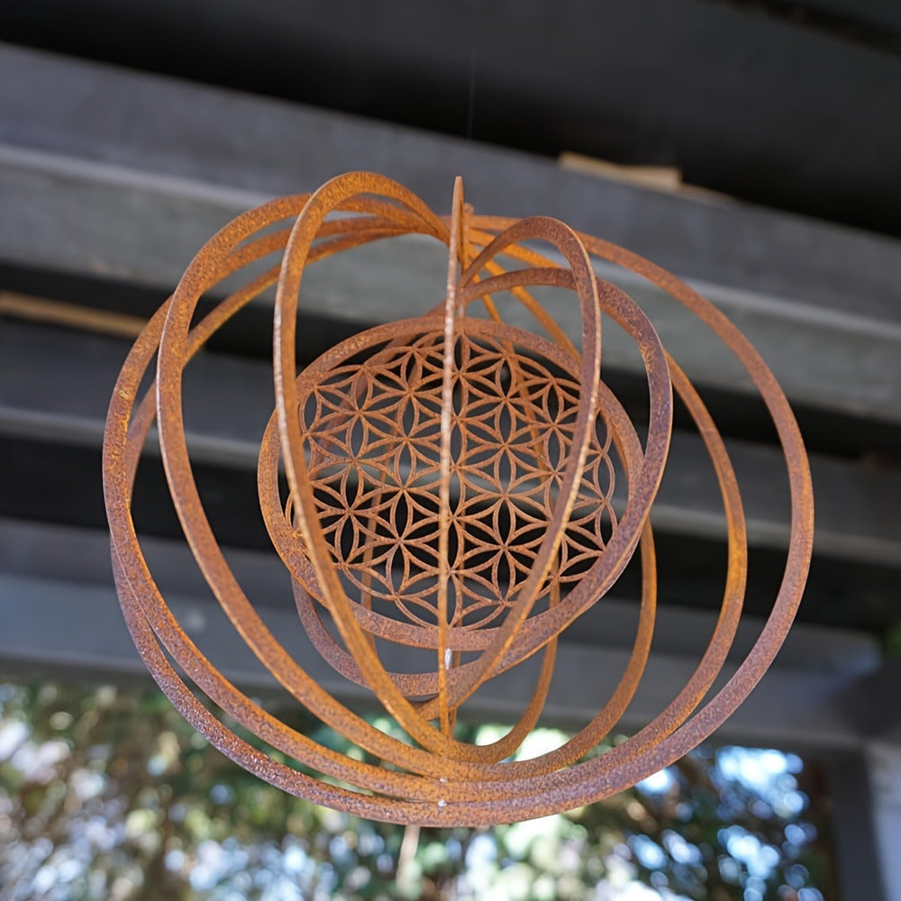 Rotating Metal Wind Chime — Outdoor Garden Ornament & Patio Decor