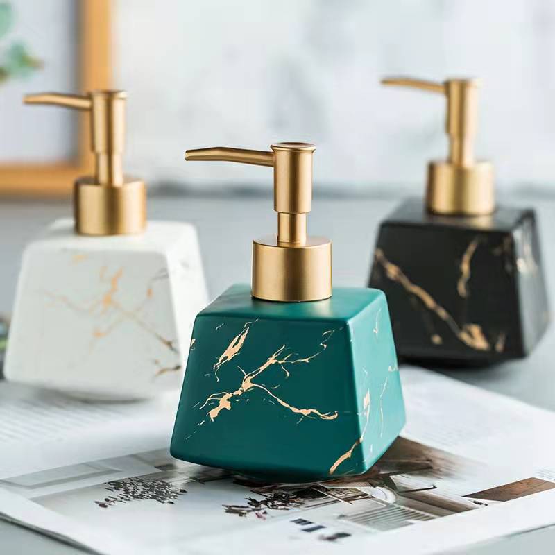 Marble Ceramic Bathroom Dispenser Bottle