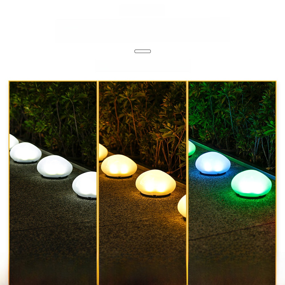 Solar Powered Garden Pebble Stone Light Set of 2 | Outdoor Pathway Decor