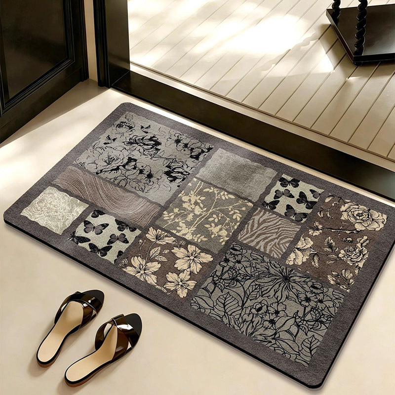 Retro Floral Diatomaceous Bathroom Mat