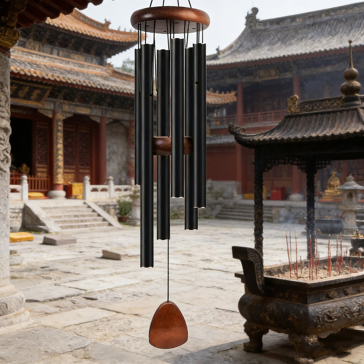 Retro Aluminum Wind Chime — Six-Tube Deep Tone