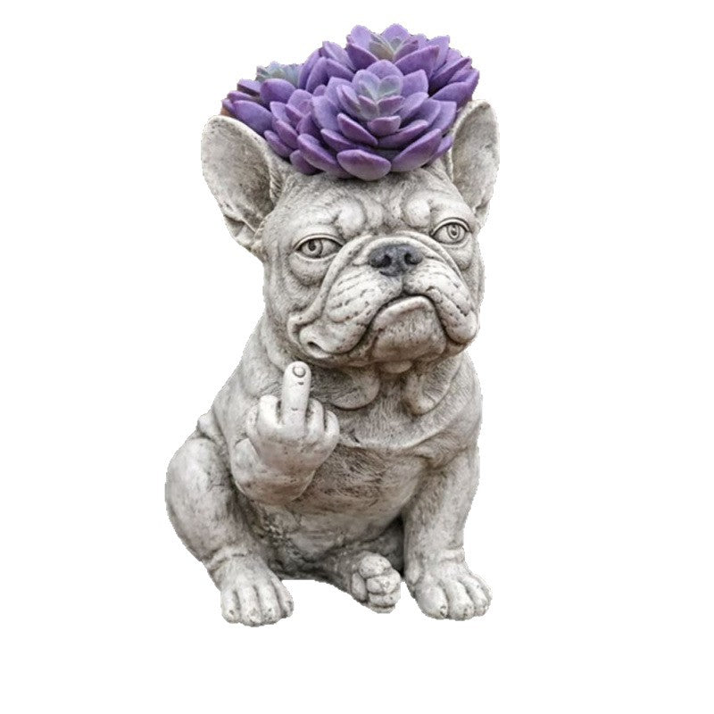 French Bulldog Planter — Decorative Resin Succulent Pot for Indoor & Garden Decor