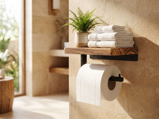 Foldable Wood Bathroom Storage Rack — Space-Saving Towel & Toiletry Shelf