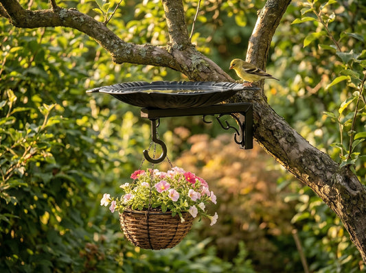 Outdoor Metal Bird Feeder — Decorative Hanging Garden Feeding Stand