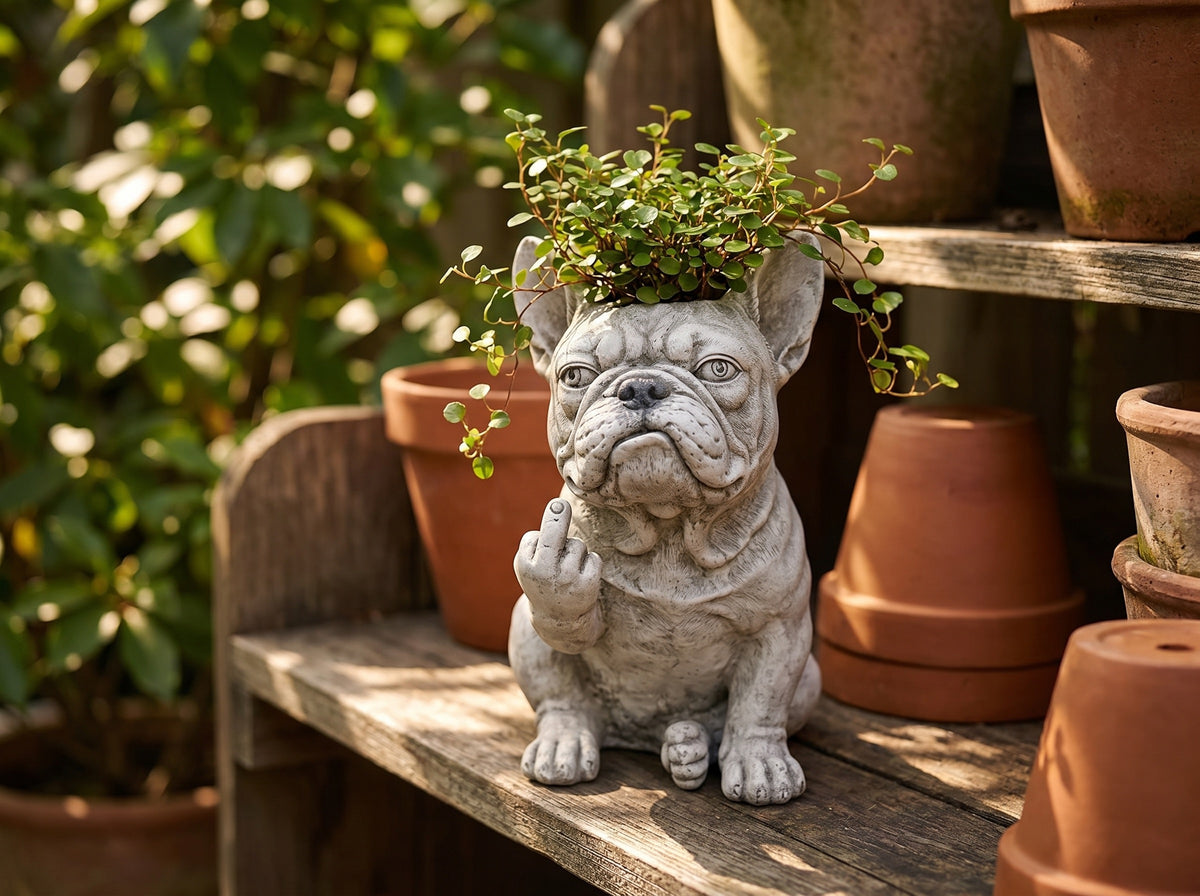 French Bulldog Planter — Decorative Resin Succulent Pot for Indoor & Garden Decor