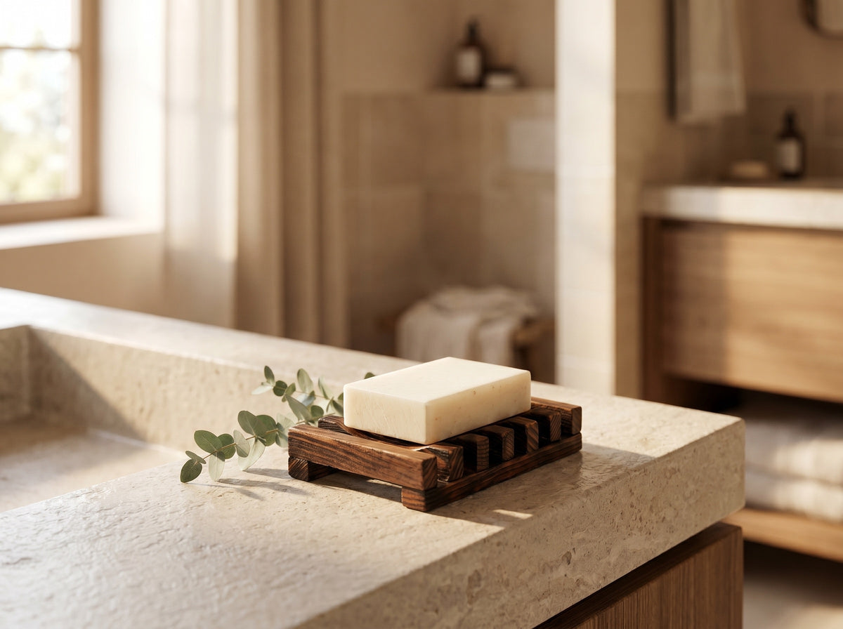 Bamboo Soap Dish with Drainage — Self-Draining Soap Holder for Bath & Kitchen