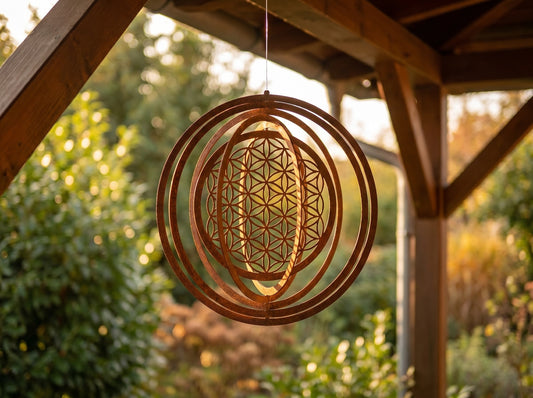 Rotating Metal Wind Chime — Outdoor Garden Ornament & Patio Decor