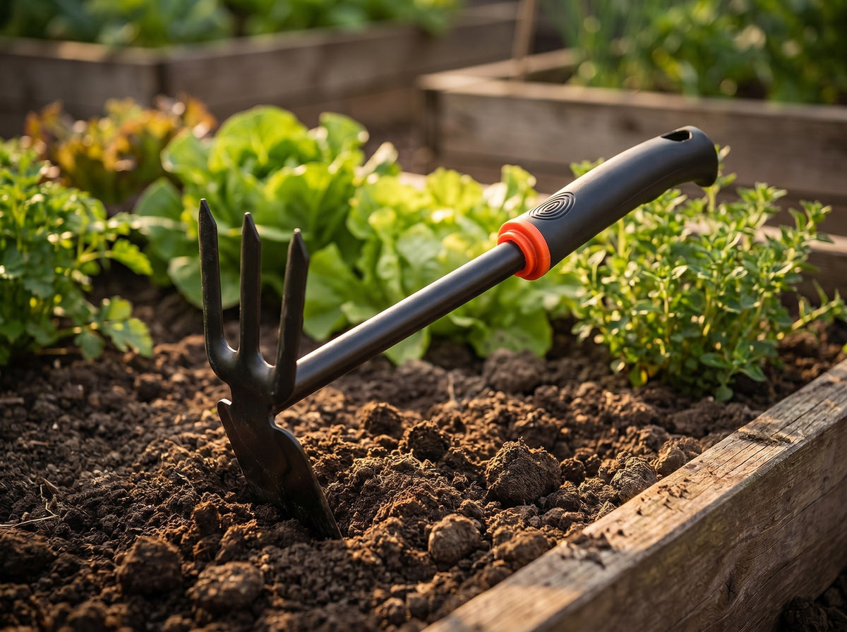 Garden Hand Tools — Heavy-Duty Carbon Steel Shovel, Rake, Hoe & Cultivator