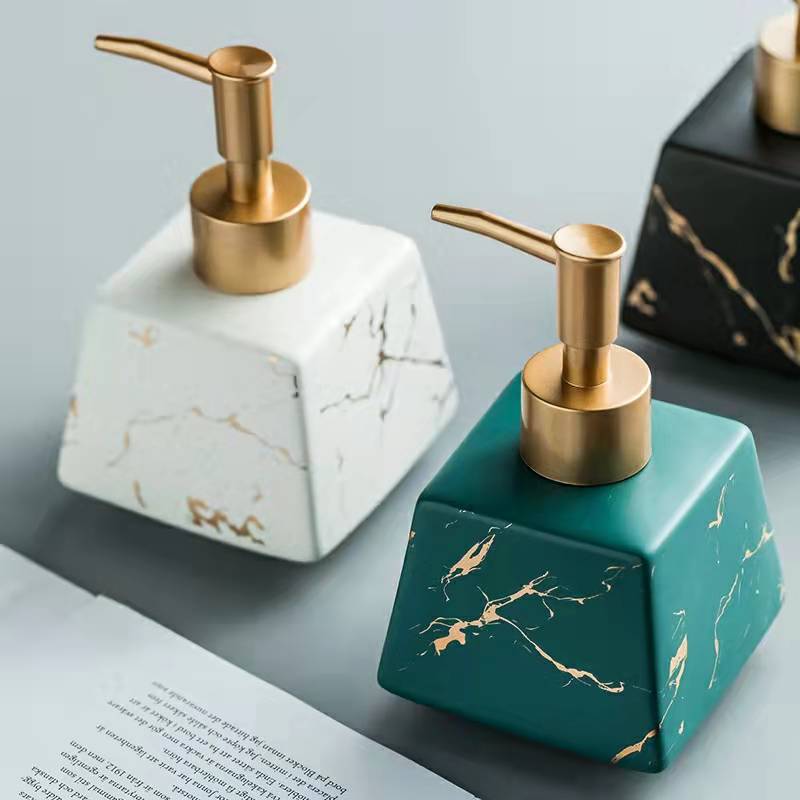 Marble Ceramic Bathroom Dispenser Bottle
