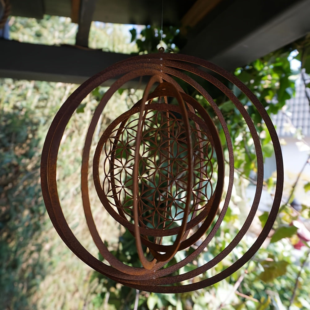 Rotating Metal Wind Chime — Outdoor Garden Ornament & Patio Decor
