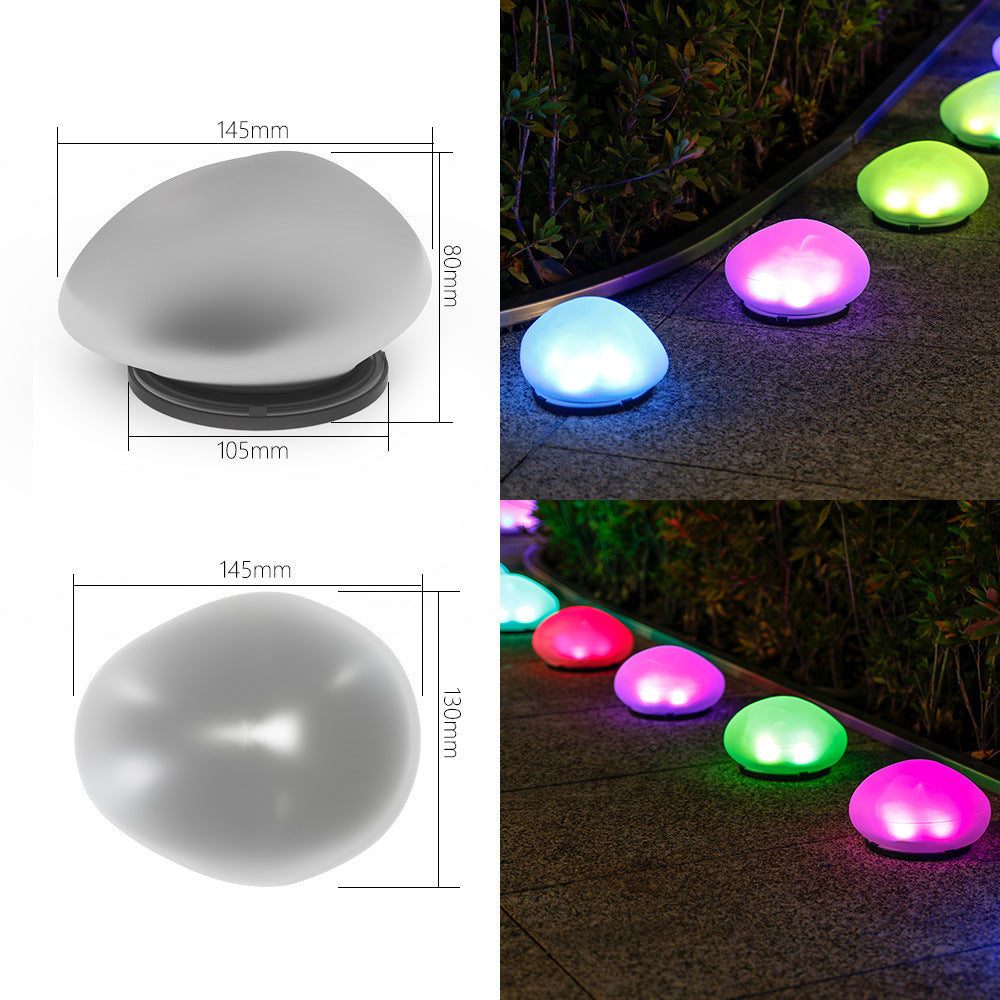 Solar Powered Garden Pebble Stone Light Set of 2 | Outdoor Pathway Decor