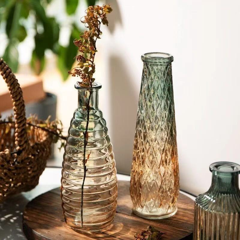 Embossed Relief Glass Vase