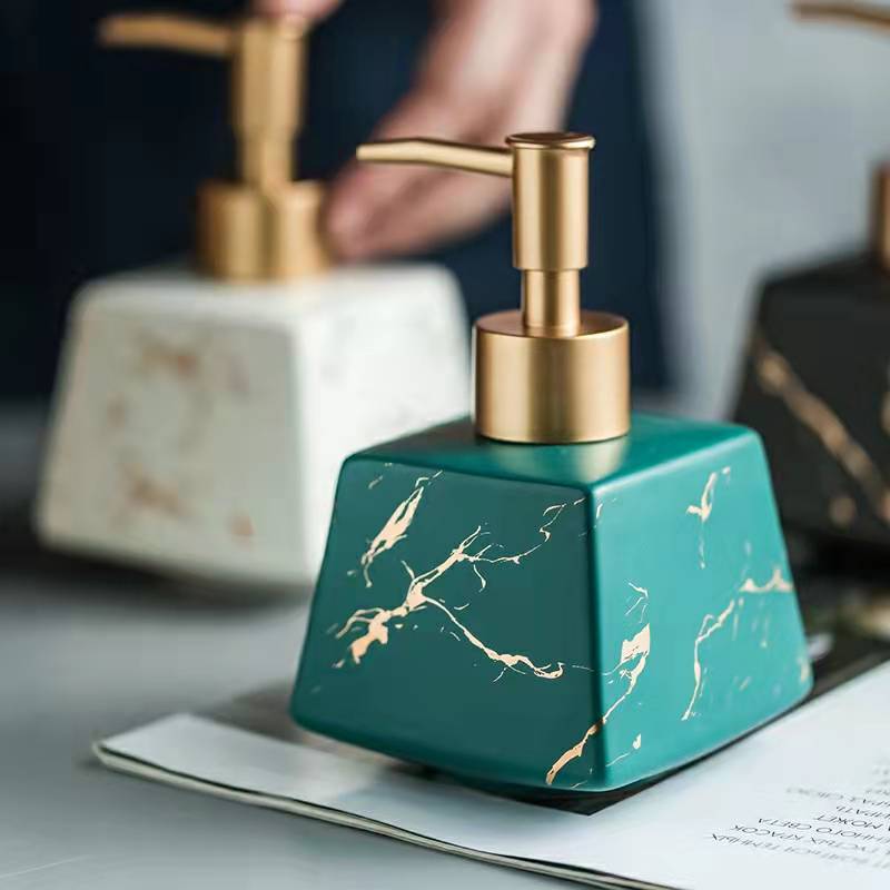 Marble Ceramic Bathroom Dispenser Bottle