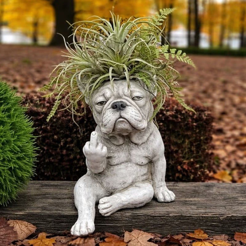 French Bulldog Planter — Decorative Resin Succulent Pot for Indoor & Garden Decor
