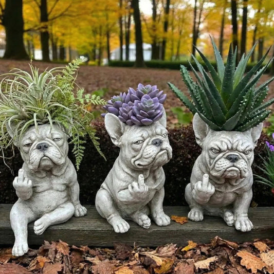 French Bulldog Planter — Decorative Resin Succulent Pot for Indoor & Garden Decor