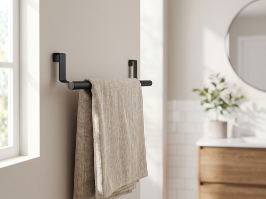 Stainless Steel Retractable Towel Rack in a bathroom