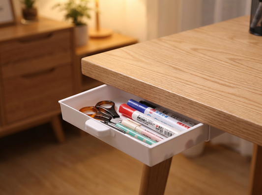 Under-Table Drawer Storage Organizer mounted beneath a desk