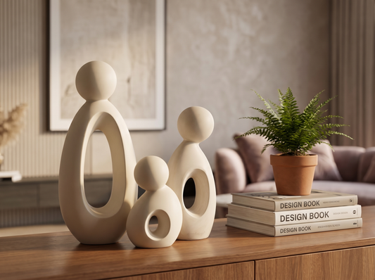 Minimalist Resin Decor Ornament on a living-room console