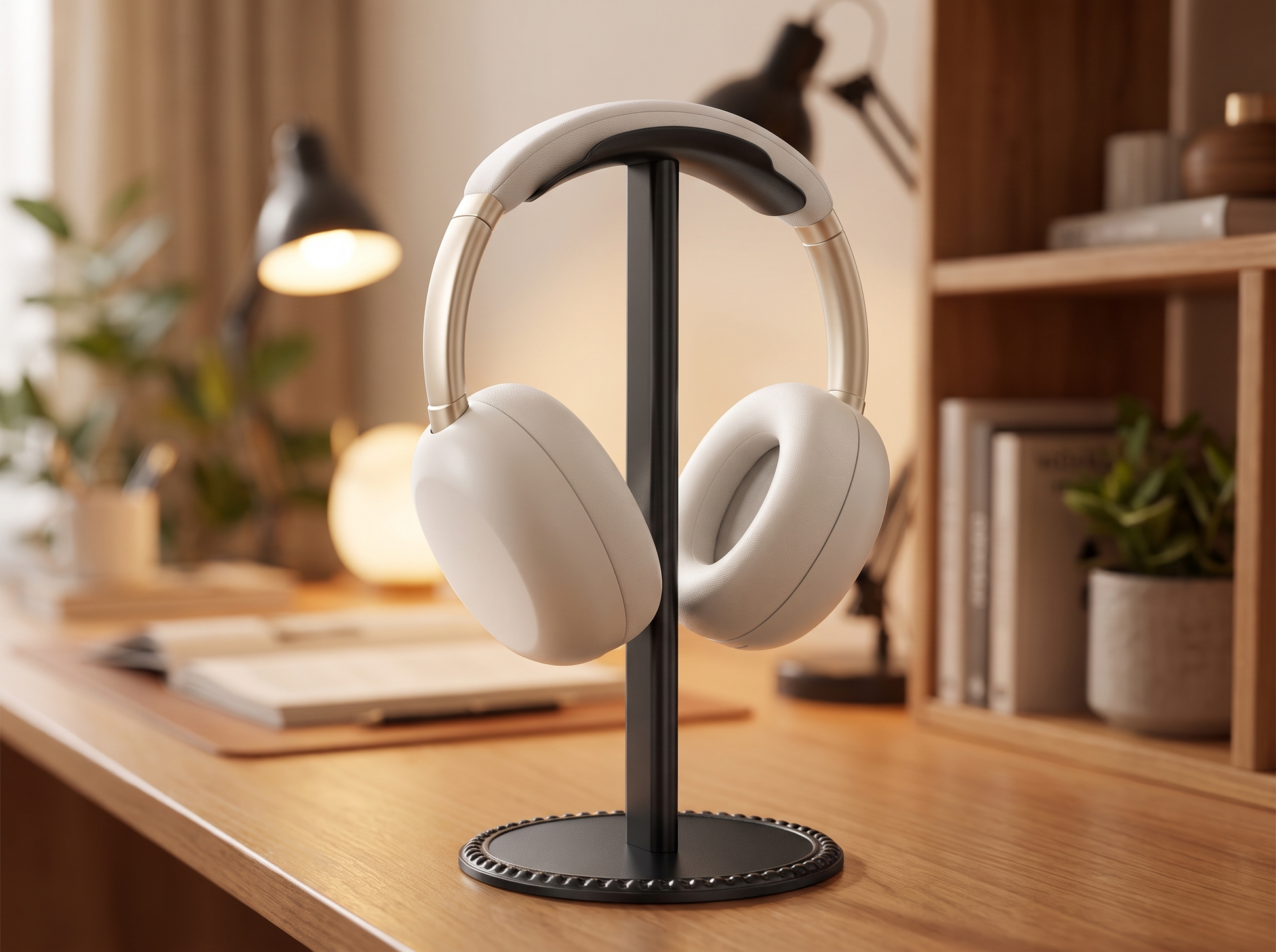 Aluminum Headphone Stand close-up on a desk