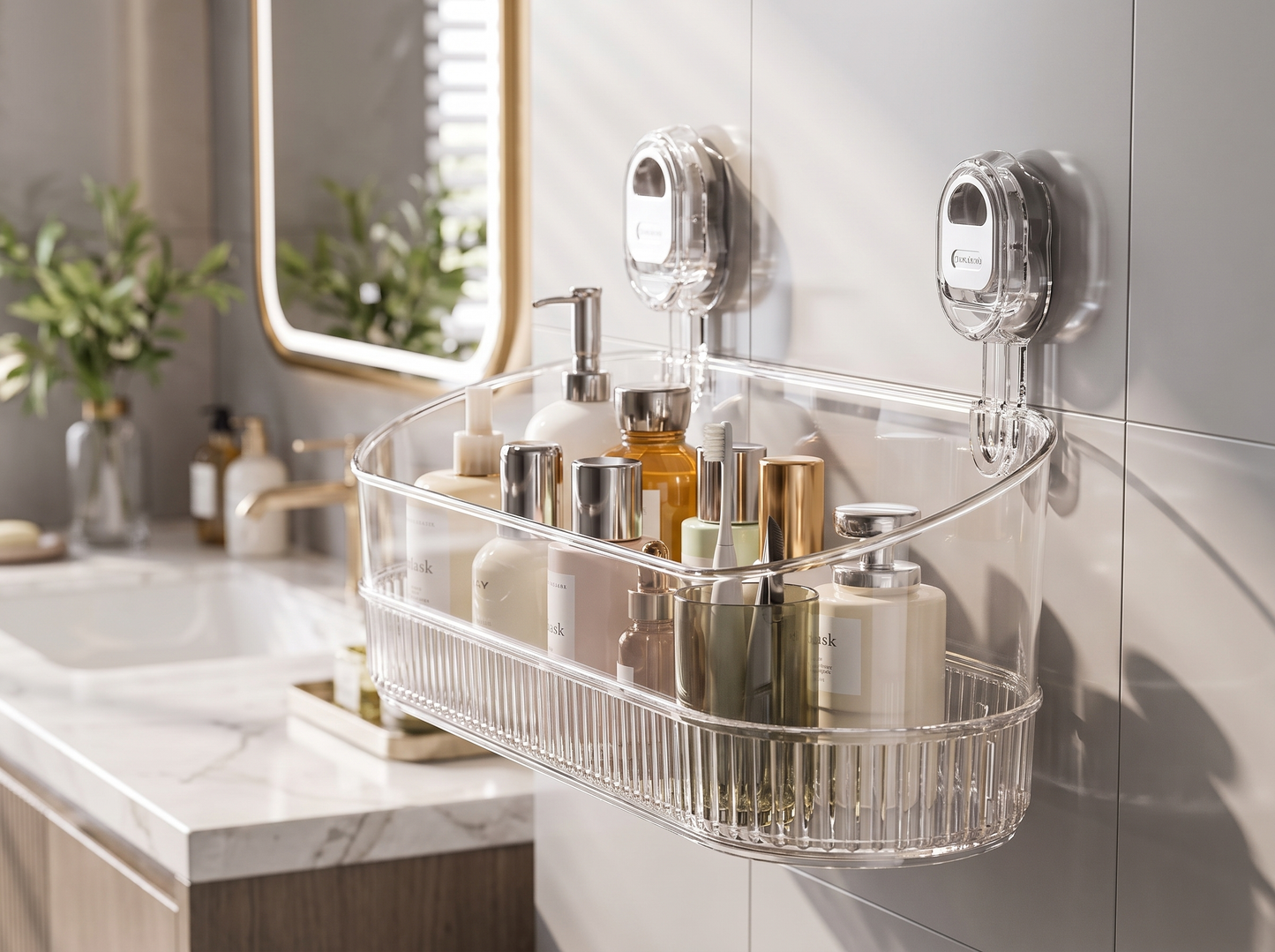 Suction Cup Wall-Mounted Storage Rack side angle