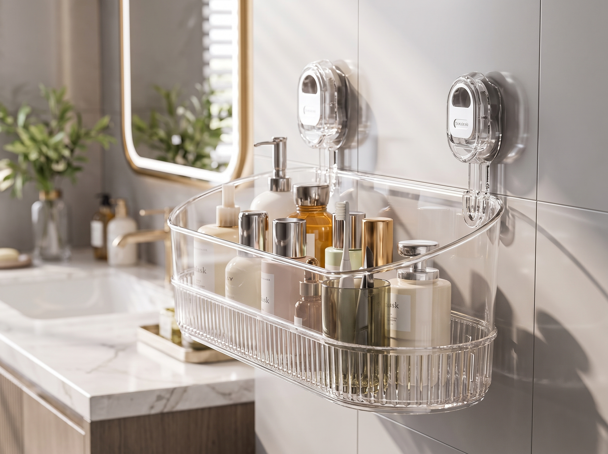 Suction Cup Wall-Mounted Storage Rack side angle