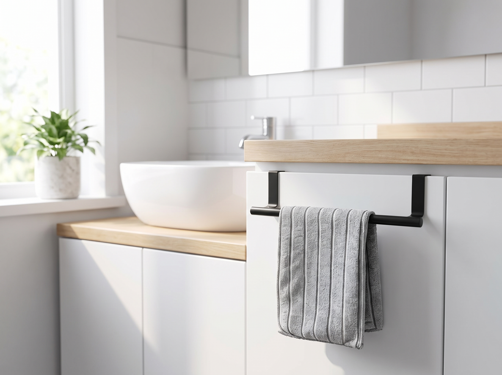 Stainless Steel Retractable Towel Rack bathroom context