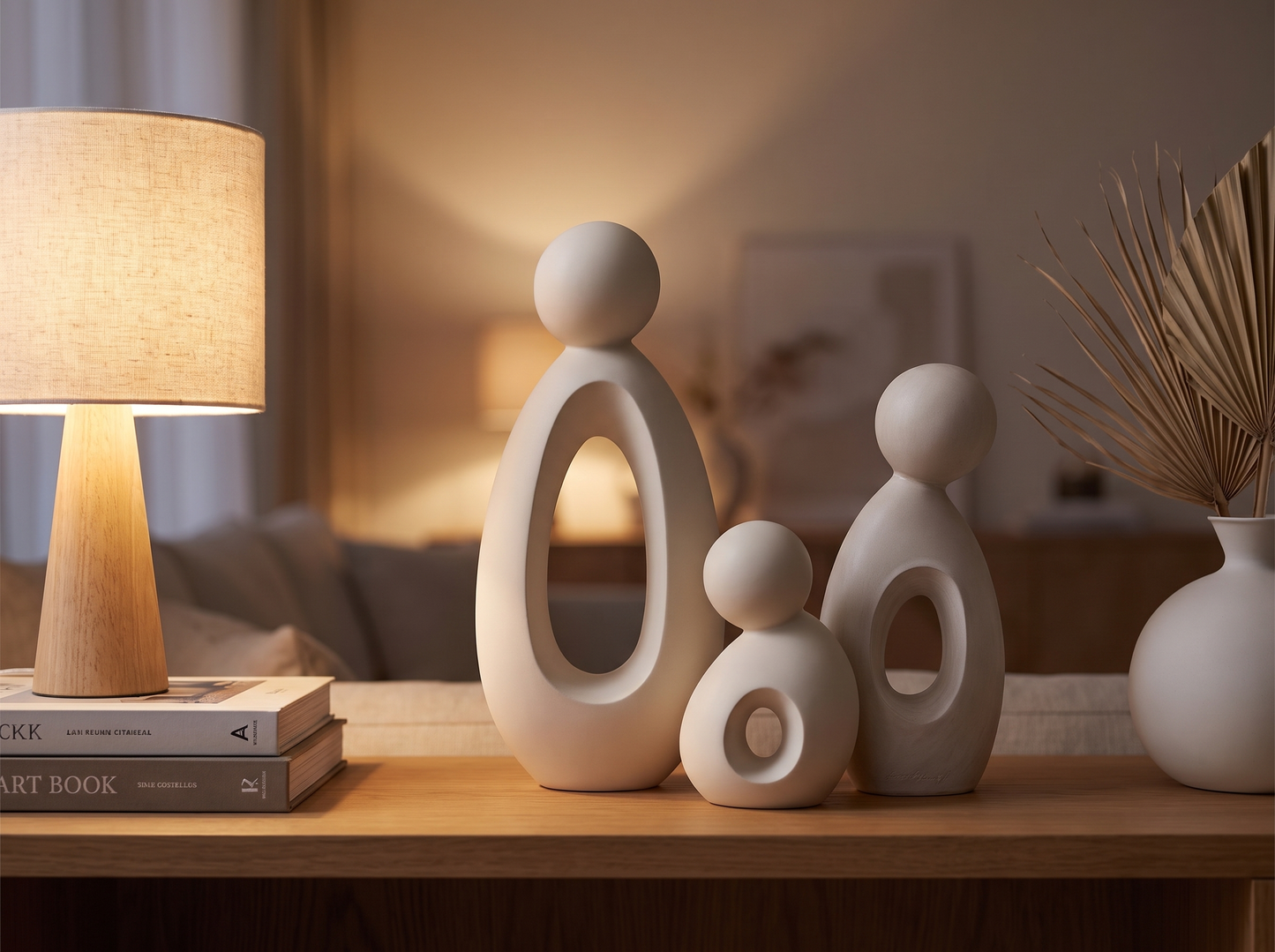 Minimalist Resin Decor Ornament styled on a shelf