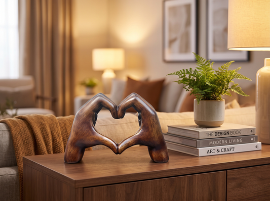 Heart-Shaped Resin Decor Statue on a console