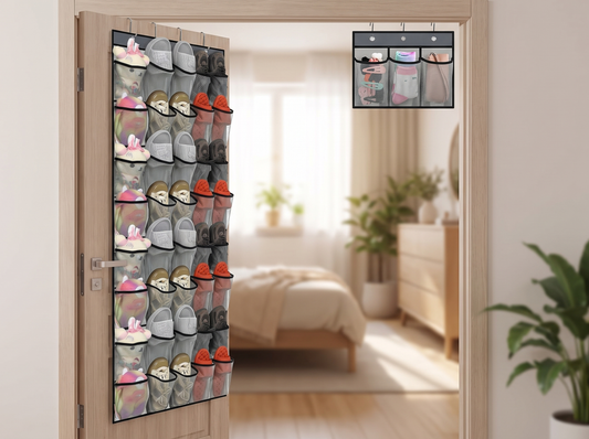 Multi-Compartment Door Hanging Storage Organizer on a door