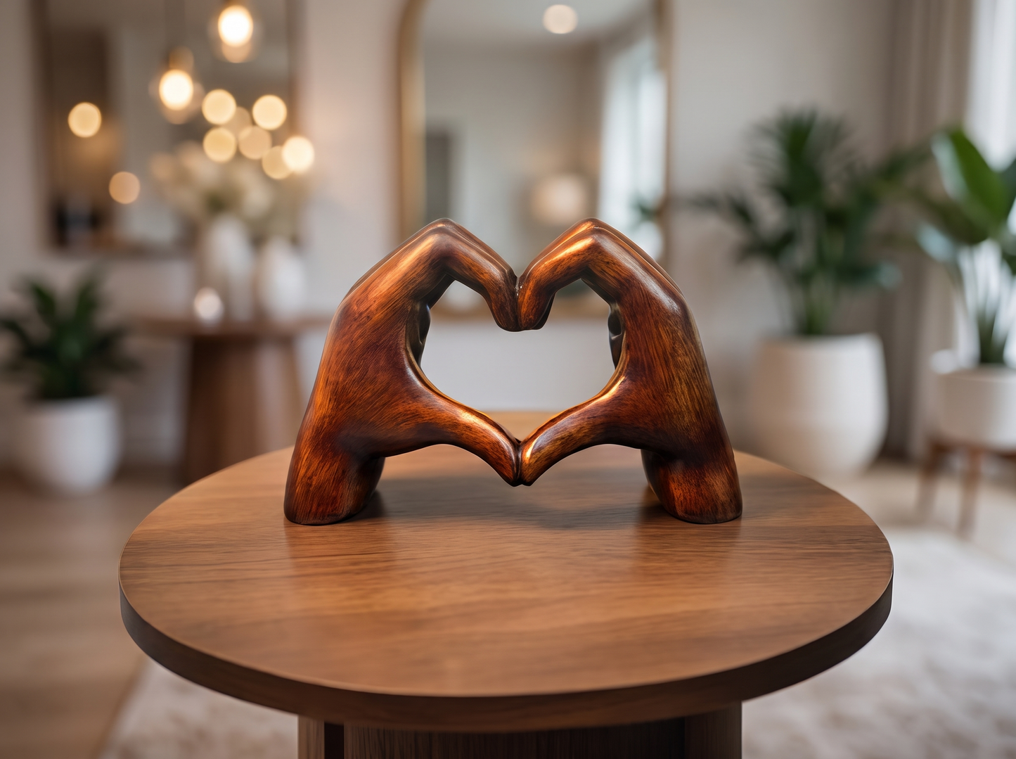 Heart-Shaped Resin Decor Statue close-up detail