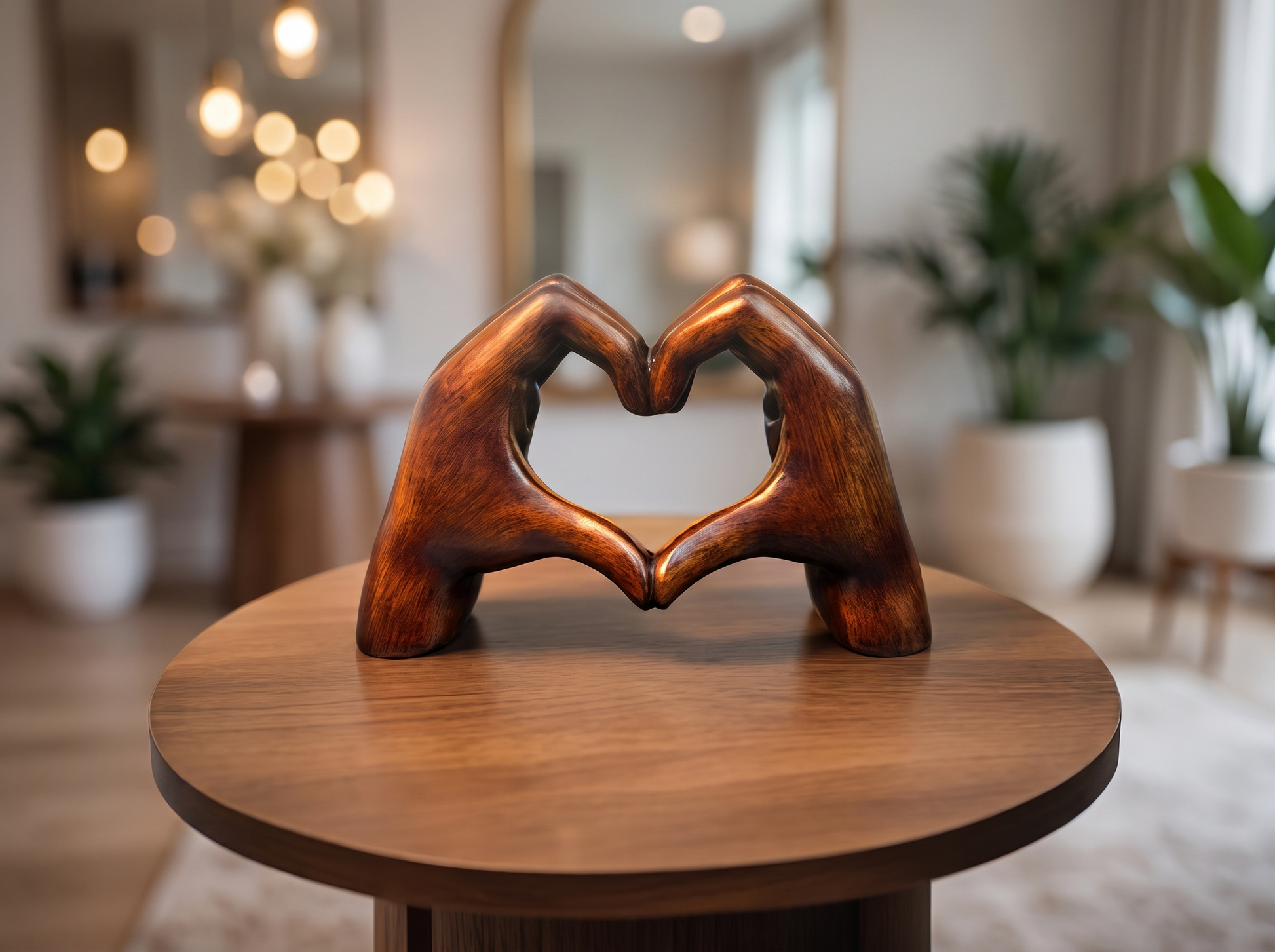 Heart-Shaped Resin Decor Statue close-up detail