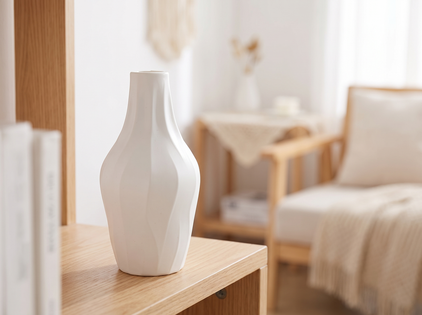 Nordic White Plastic Vase texture detail
