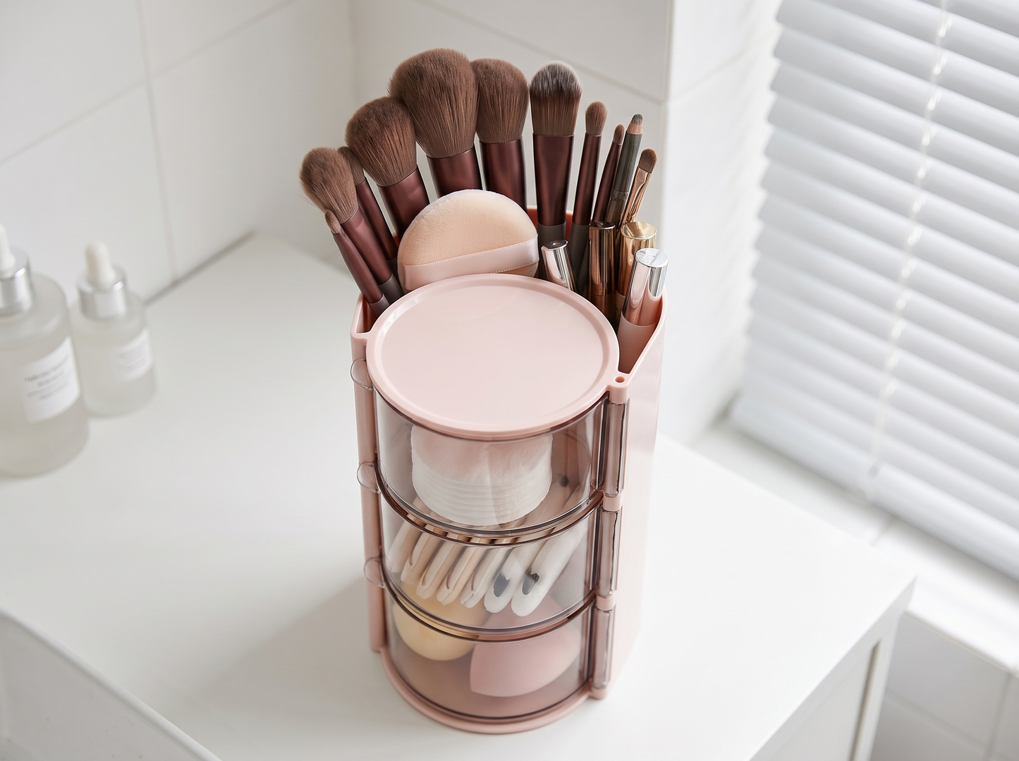 Rotating Makeup Brush Organizer top-down view