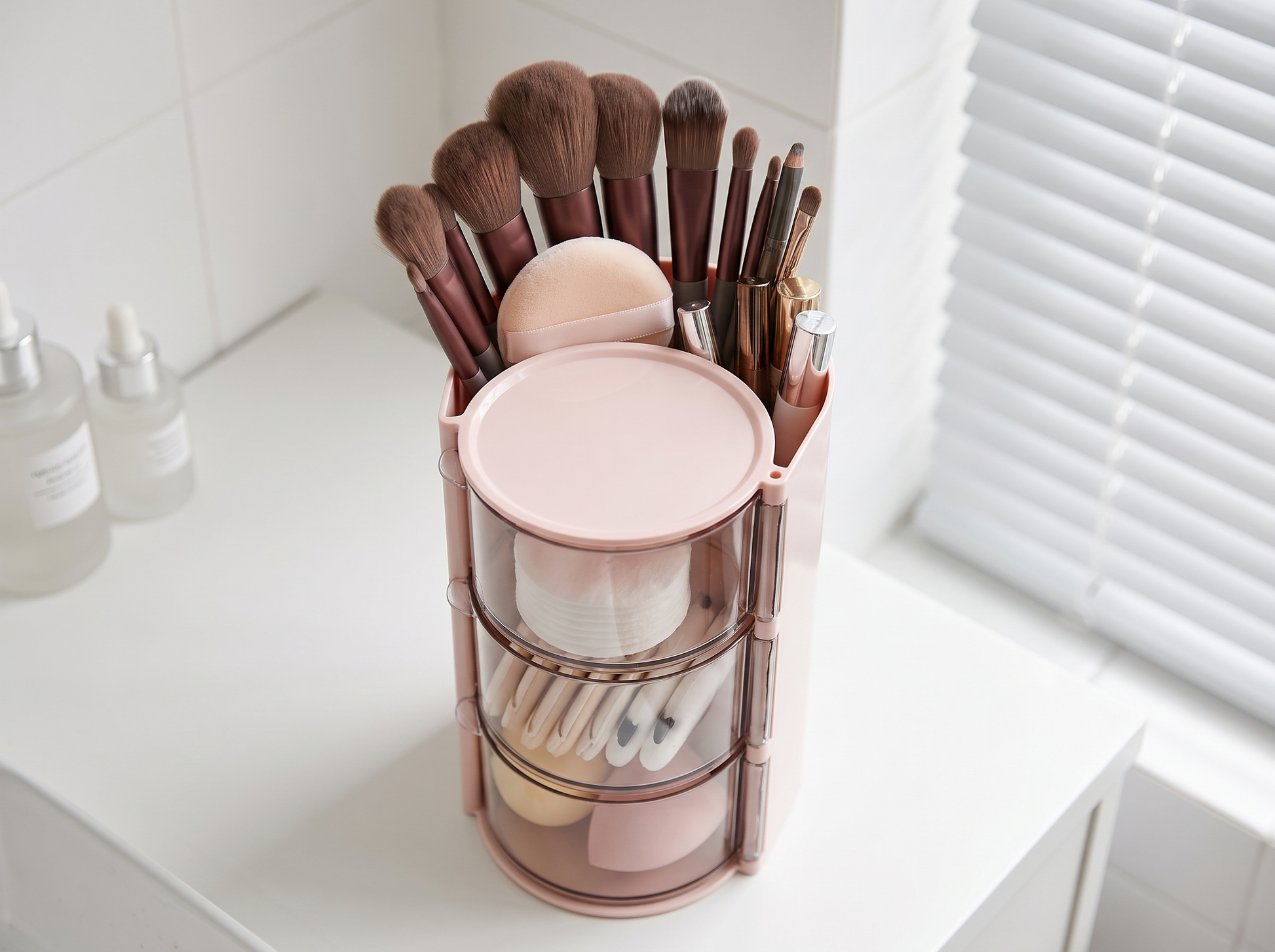 Rotating Makeup Brush Organizer top-down view